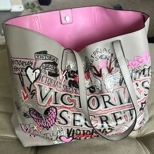 Grey graffiti art designed Victoria Secret tote